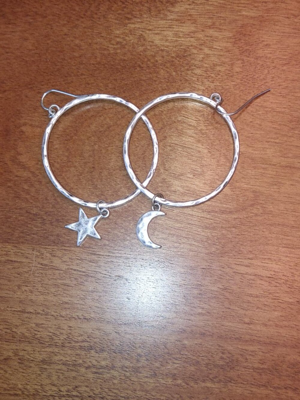 NWOT Silver star & moon earrings